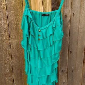 Green Ruffle Top size M
